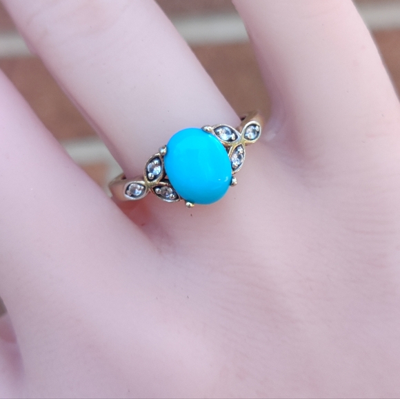 14k Over Sterling Sleeping Beauty Turquoise Ring - Picture 2 of 8